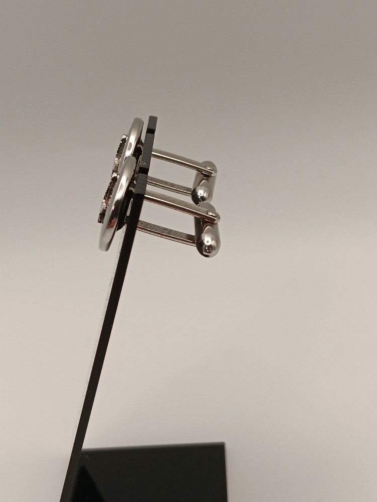 Cuff Links, 1/2" Silver tone, oval Masonic