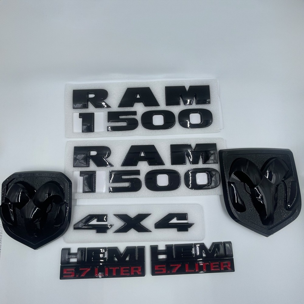 7Pcs For RAM 1500 Emblems Grille Tailgate Head HEMI 5.7 Liter 4X4 Badges