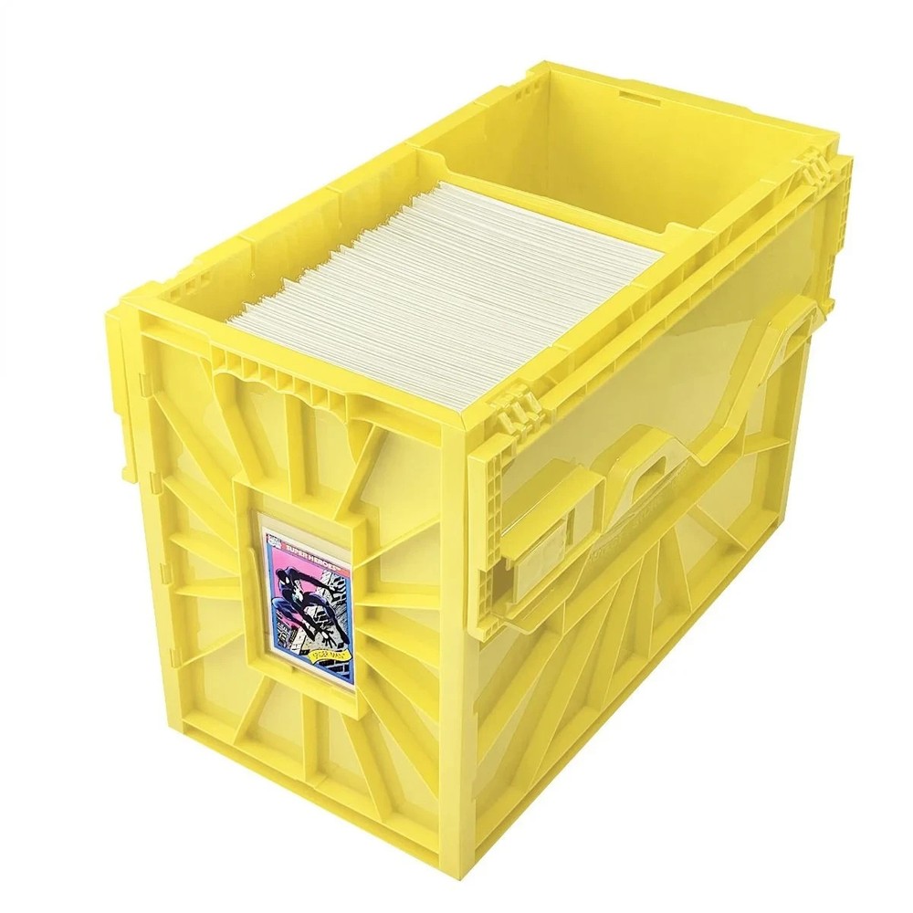 BCW Comic Book Bin Heavy Duty Plastic Box Stackable Holds 150 Bagged in YELLOW