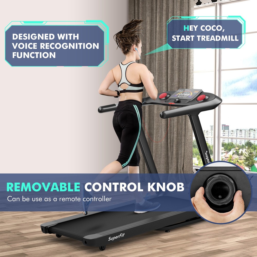 4.75HP Folding Treadmill w/Preset Programs Touch Screen Voice/APP/Remote Control