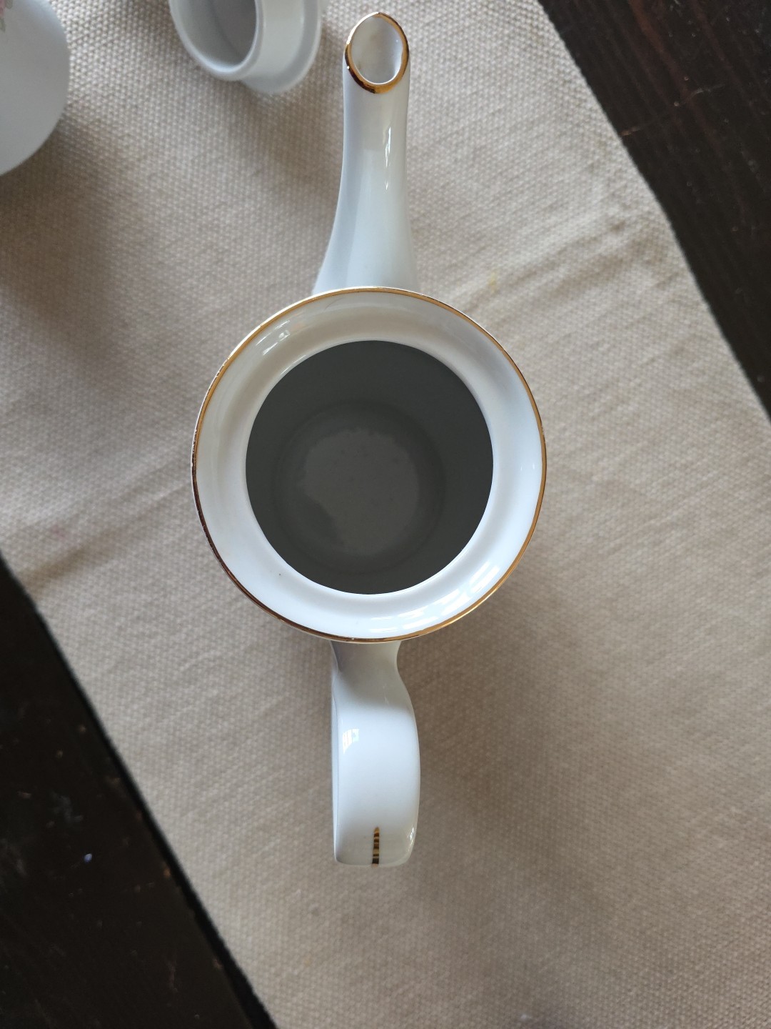 Crown Ming Fine Jian Shiang Christina Pattern Fine China Tea Pot, Sugar, Creamer