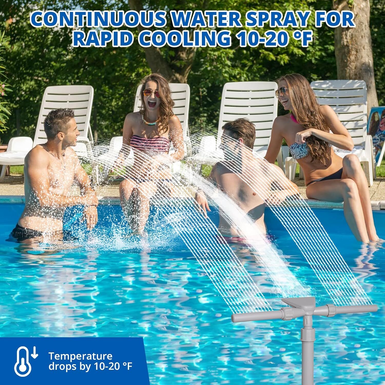 Pool Fountain Dual Spray Waterfall for Above & In-Ground Pools