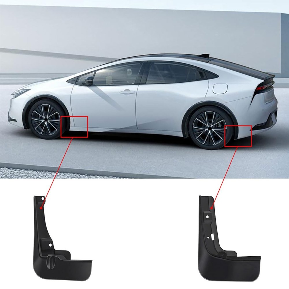 Mud Flaps for Prius 2023-2026 TPR Black 4PC