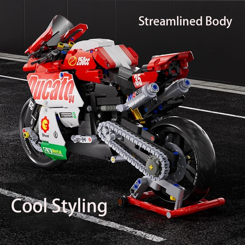 Technic Series Motorcycle V4 Building Blocks Set Super Motorbike Model Kit Techn