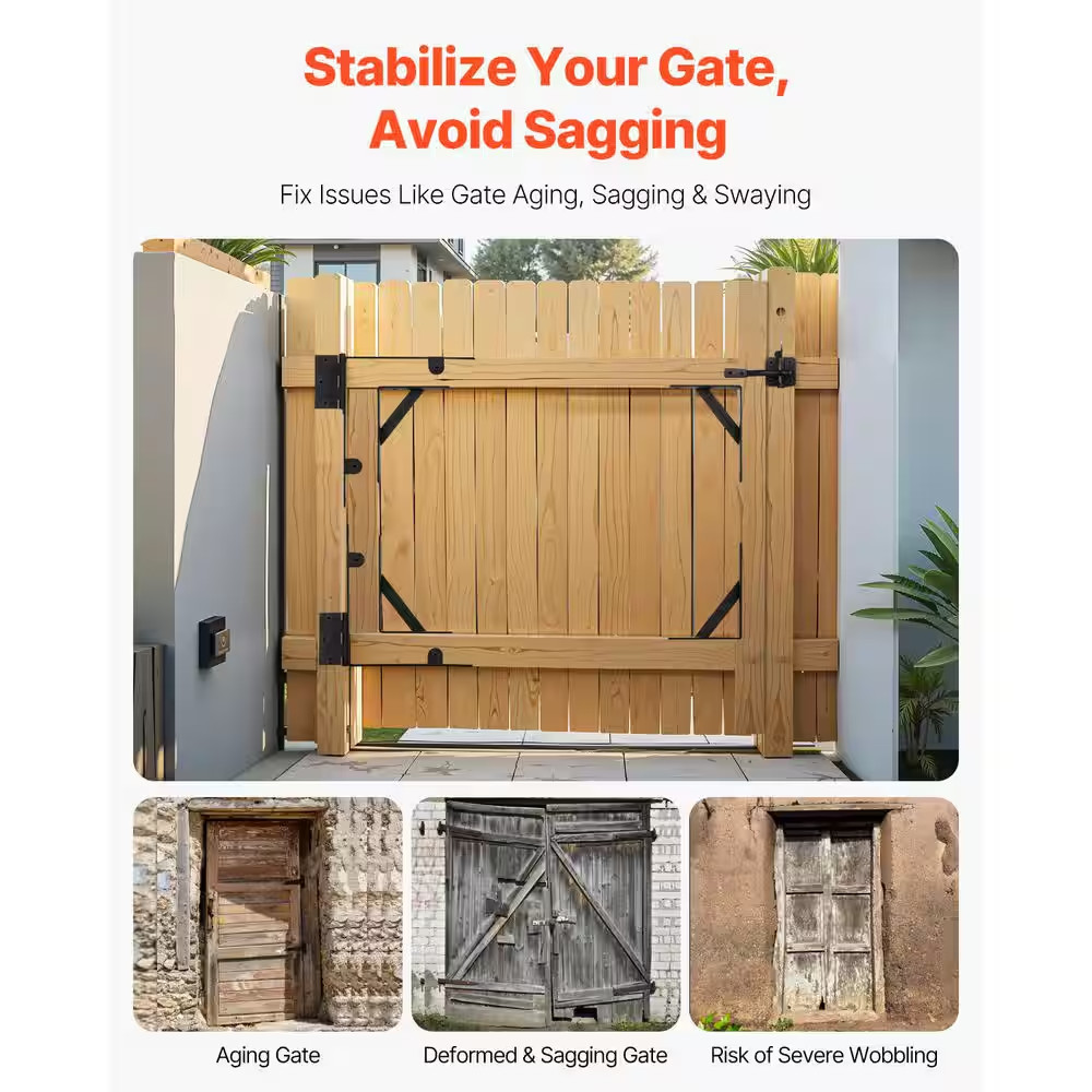 Gate Corner Brace Bracket, 2 Sets, anti Sag Gate Frame Hardware Kit, Gate Frame