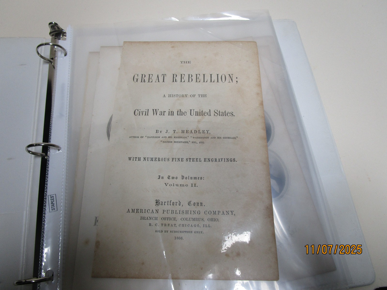 CONFEDERATE CHIE FTAINS CIVIL WAR POLITICAL ENGRAVING 1866 9 1/2 X 6 A-3