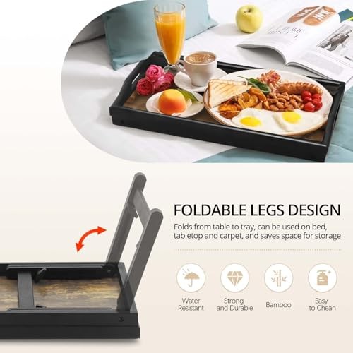 Bed Tray Table Breakfast Trays Serving Tray Bamboo Bed Laptap Floding Legs