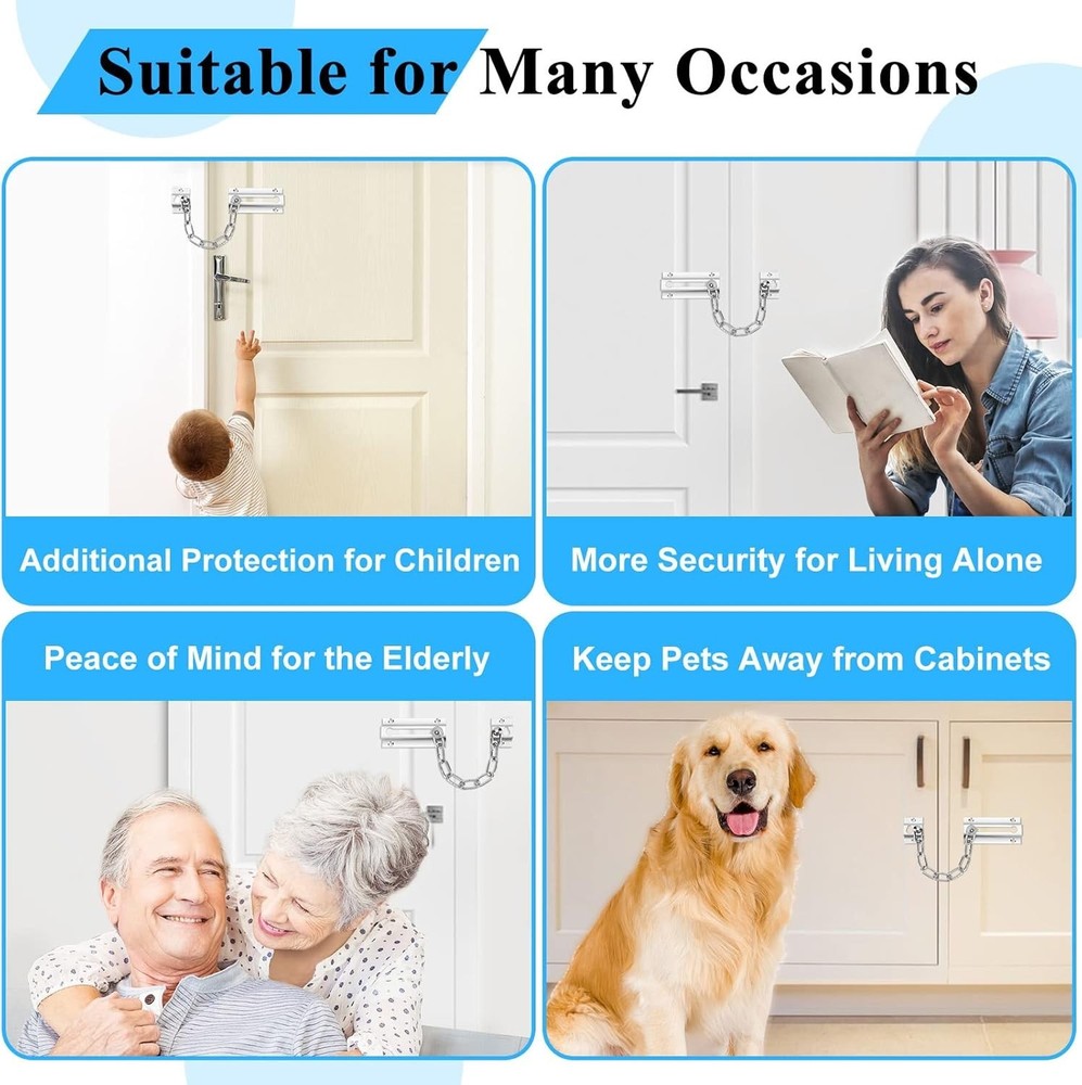 Stylish 2-Pack Silver Chain Locks - Secure Your Space with Rust-Resistant Design