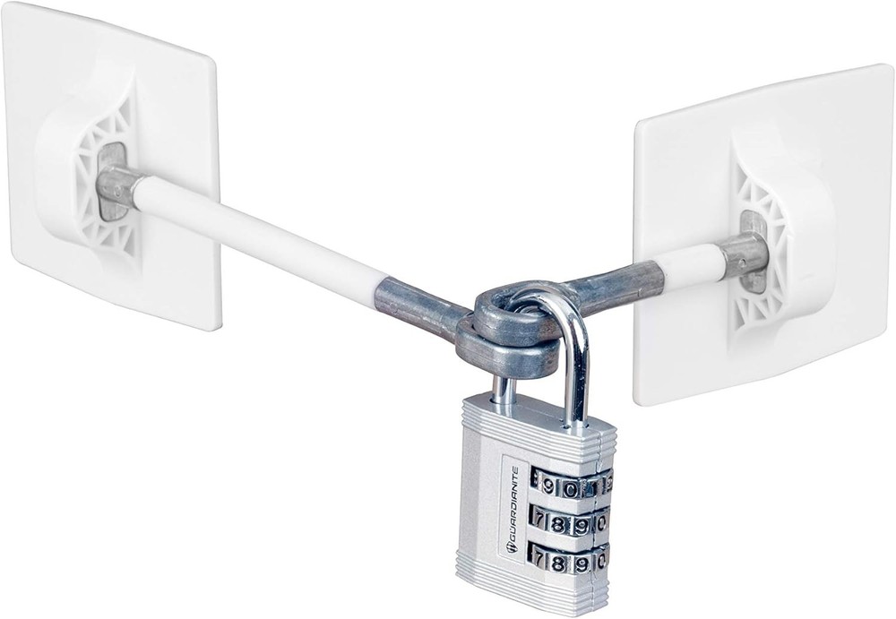 Refrigerator Lock (White with Silver Combination Padlock)