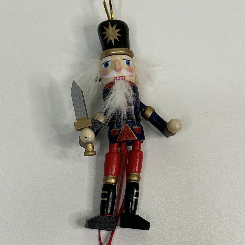 Pull String Nutcracker With Sword Ornament