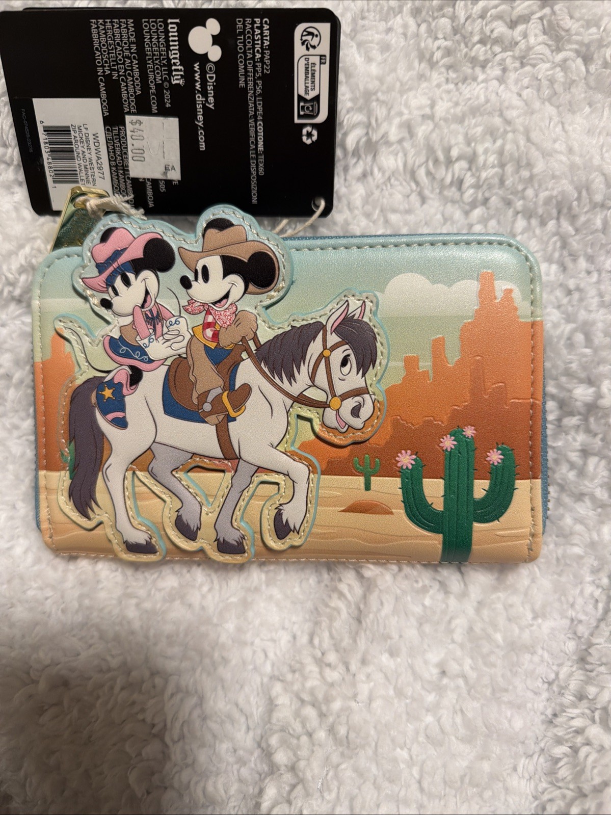 Loungefly Disney Western Mickey and Minnie Horse Ride Zip Around Wallet NEW