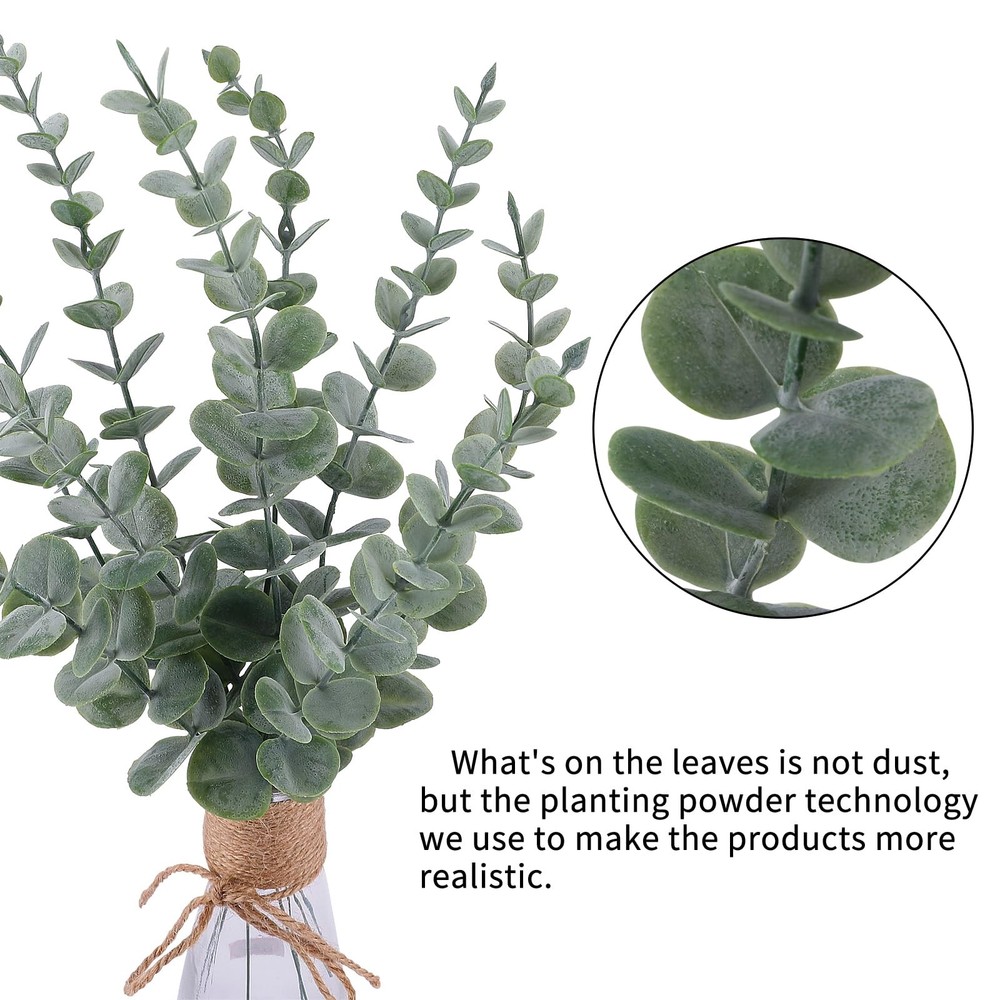 24pcs Eucalyptus Stems Artificial Eucalyptus Leaves Fake Greenery Branches Fa...