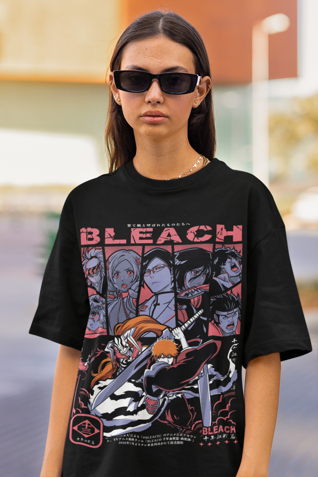 Bleach Ichigo T-Shirt Kurosaki Moon Kawai Anime Horror Manga Gift shirt All Size