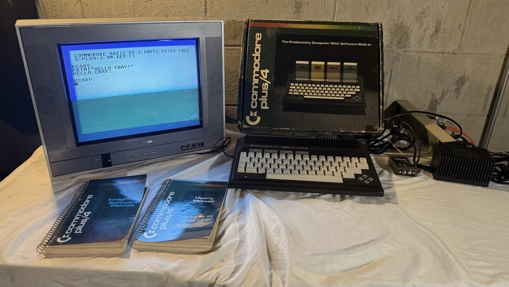 WORKING Commodore Plus/4 In Box With PSU Manuals Retro Vintage Computer Tested