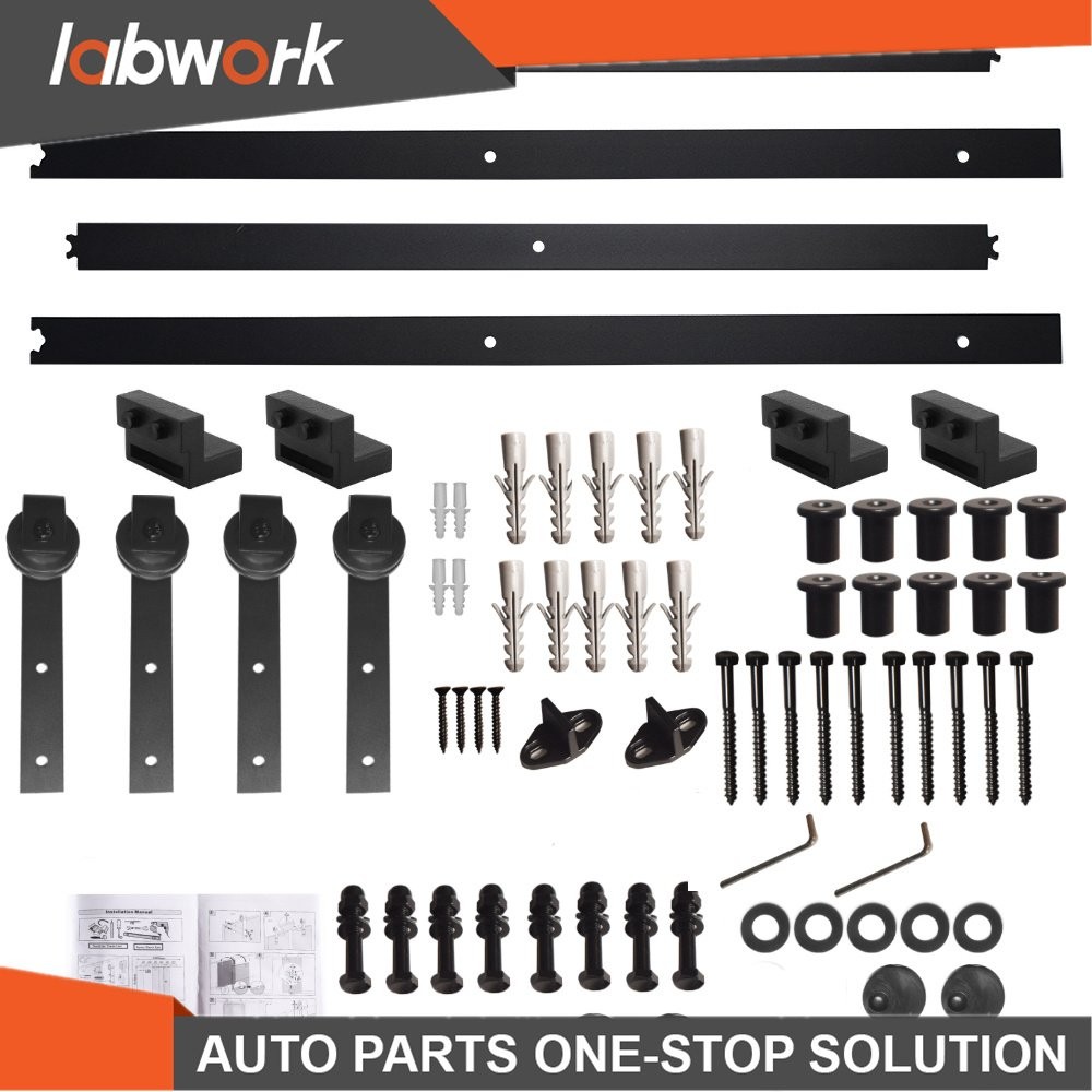 Labwork 12FT Barn Door Hardware with Rollers for Bypass Closets