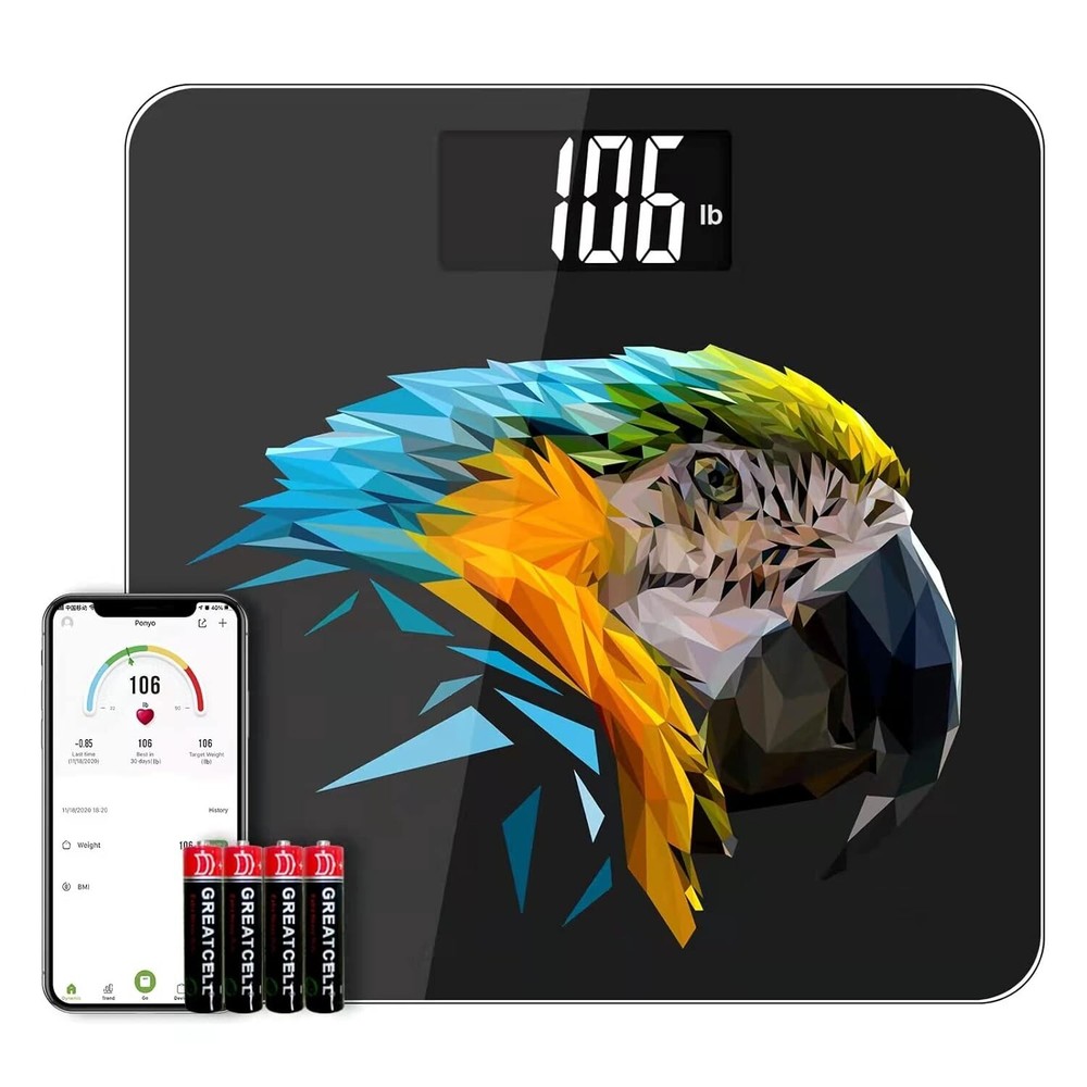 Wireless Smart Scale Large LCD Display Digital Bathroom Scale BMI tracking Macaw