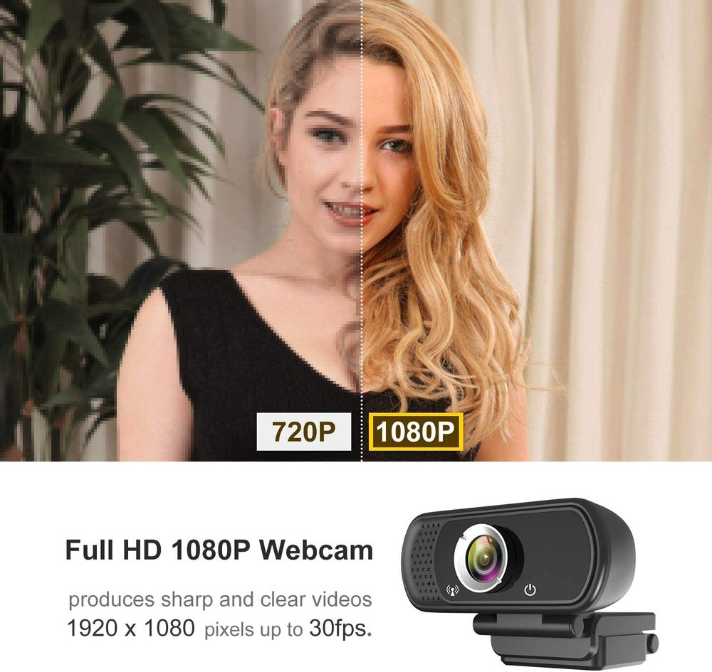 Webcam 1080P with Microphone Full HD Web camera 2MP Fixed Focus Computer Camera