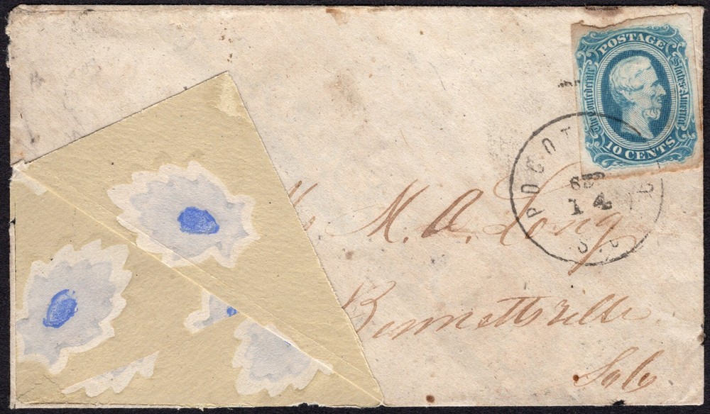 Confederate Wallpaper Adversity Cover, CSA #12 (AD), CDS Pocotaligo, S.C. SEP 14