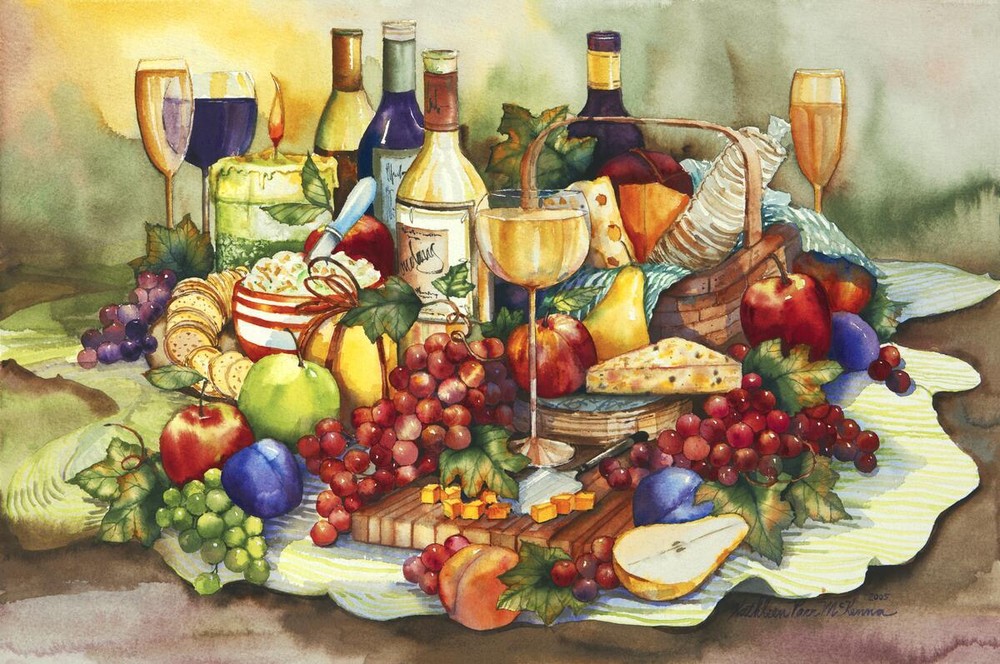 Ceramic Backsplash Tile Mural Wine Themed Kitchen - Wine Tasting