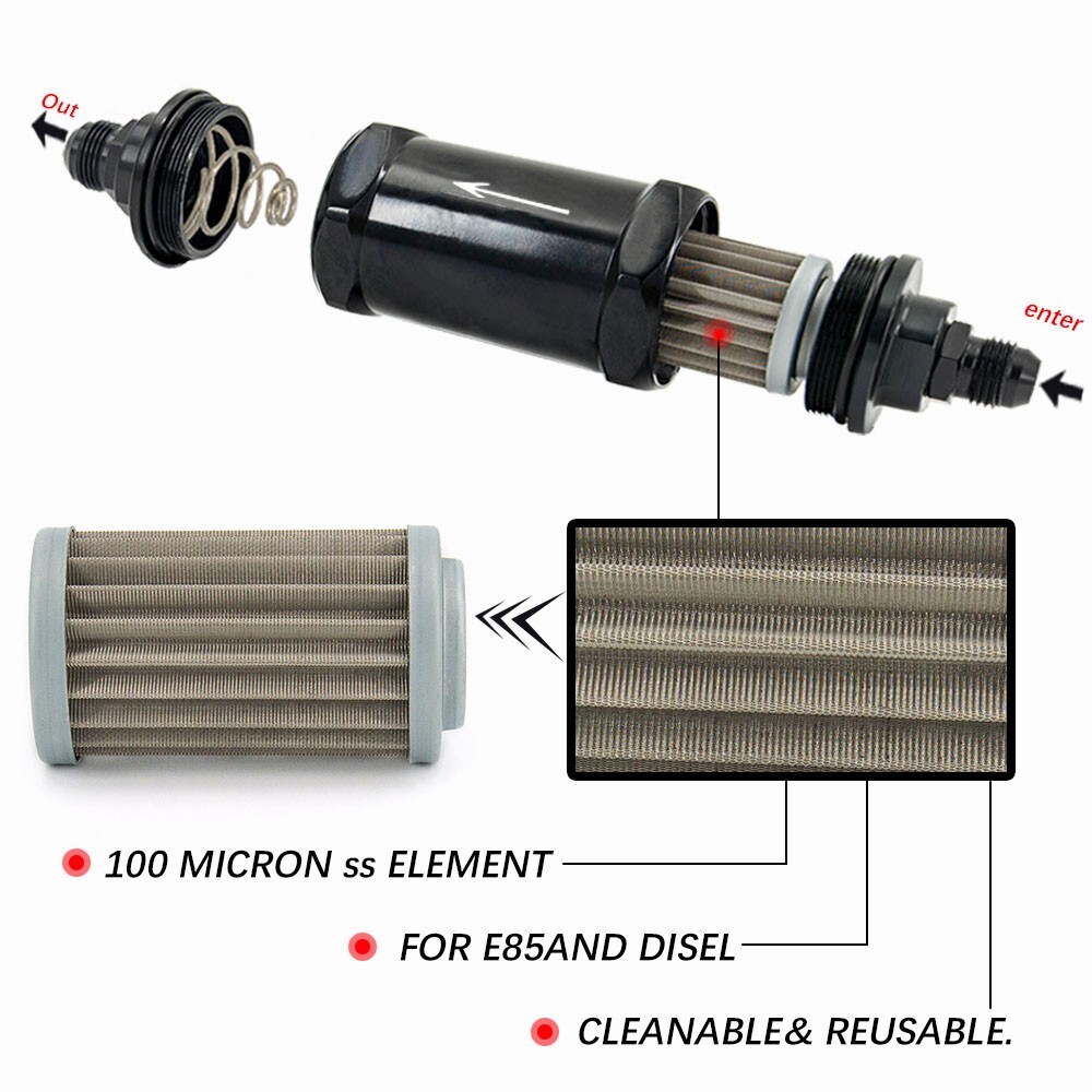 100 Micron Fuel Filter Element Gas Diesel Methanol Mesh Replaceable Cleanable