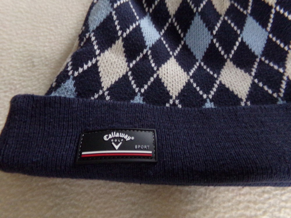 Callaway Golf Knit Hat Blue Argyle Pattern with Logo