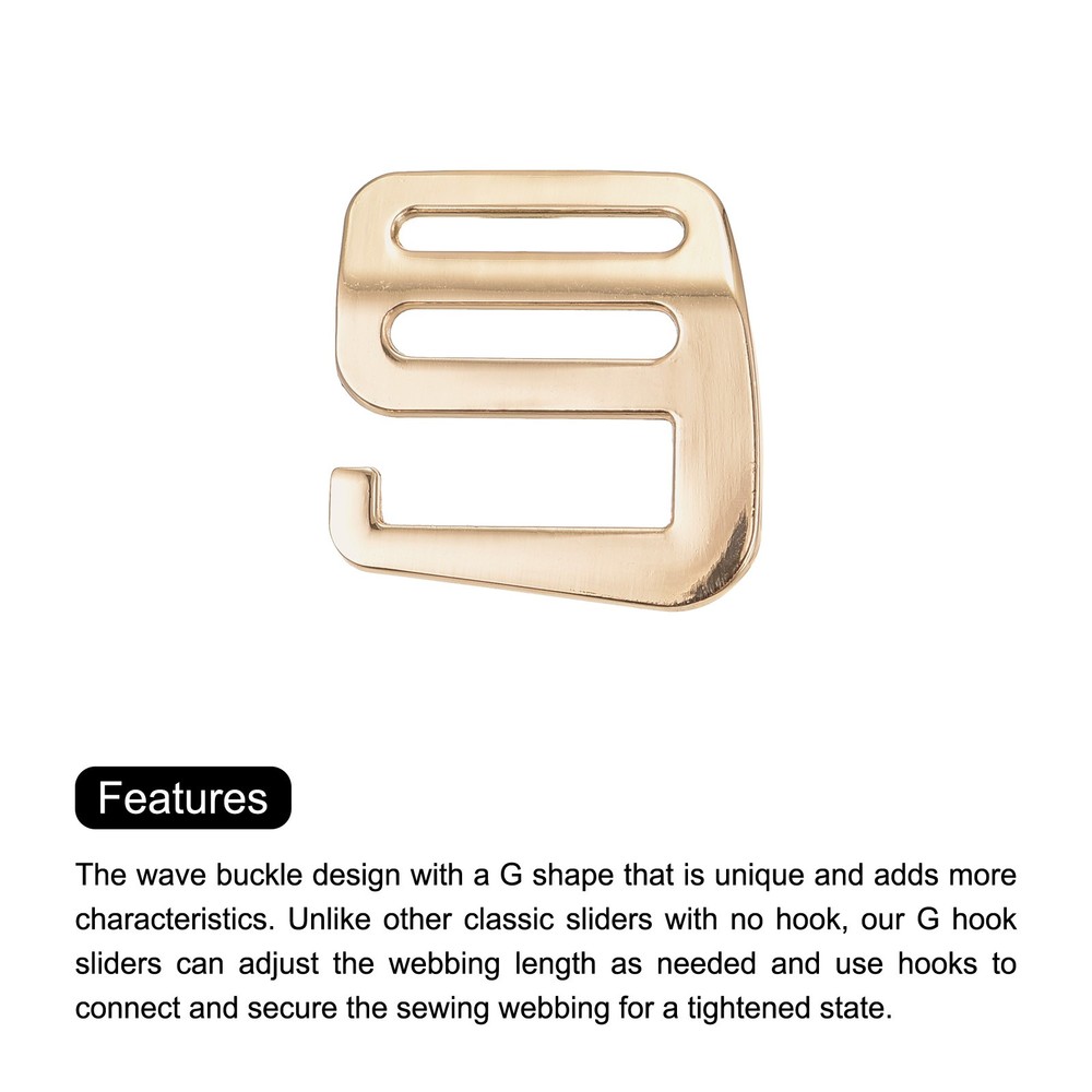 0.98" Webbing Release G Hook Buckle Adjusters for Backpack Strap, 4Pcs Gold