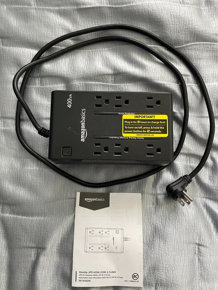 Amazon Basics UPS Battery Backup & Surge Protector, 400VA/255W, 6 Outlets