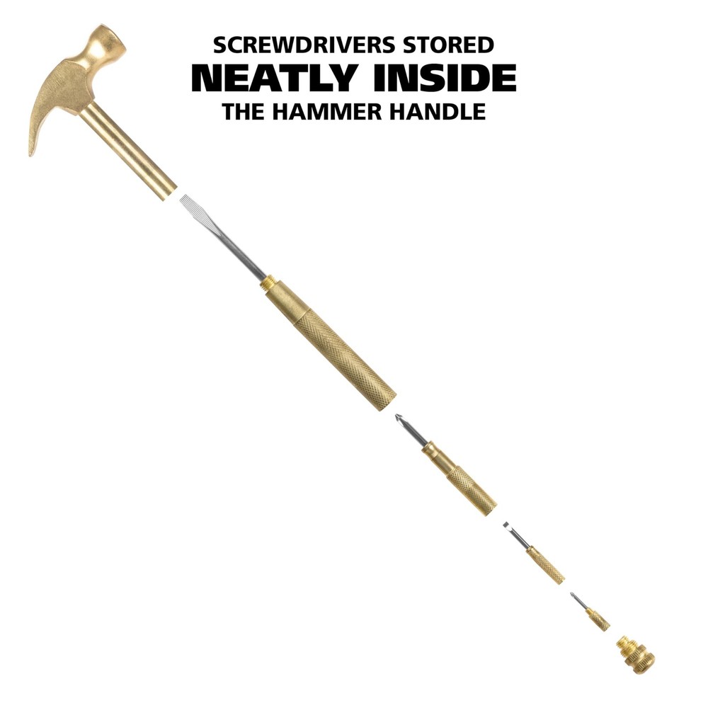 19006 5-in-1 Hammer, Stocking Stuffers, Built in Multitool Screwdriver, Chrom...