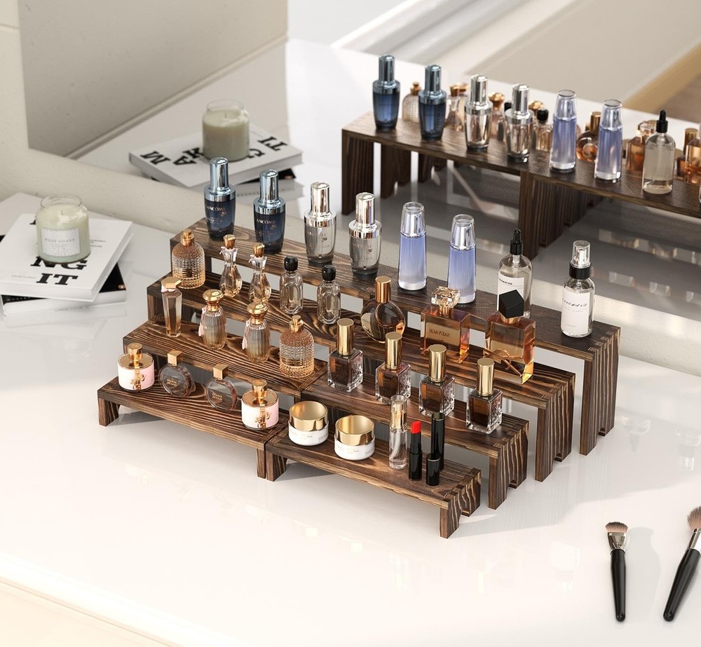 2 Set Large Wooden Tiered Riser Display Stands for Vendor Events,Stackable