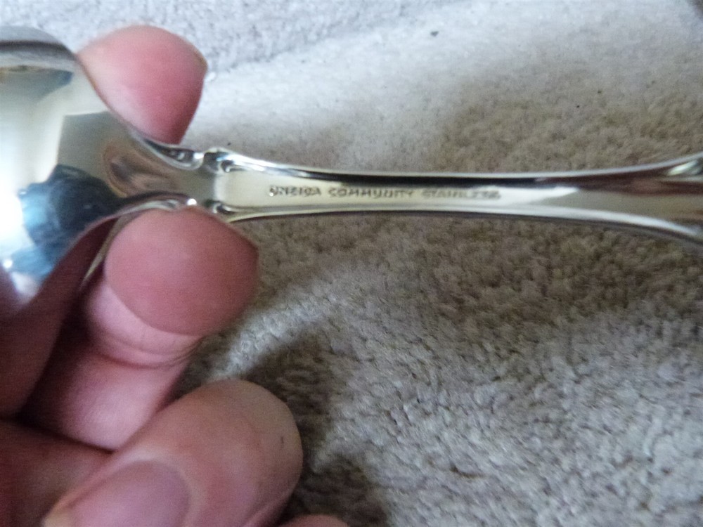 2 Oneida Community Stainless BRAHMS SERVING SPOONS 8 3/8"