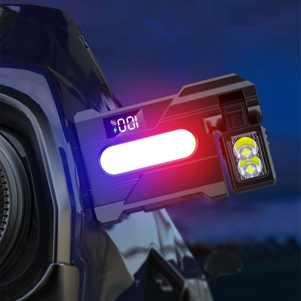 LED Magnetic Work Light USB Rechargeable Flashlight with Side White Red Blue LED