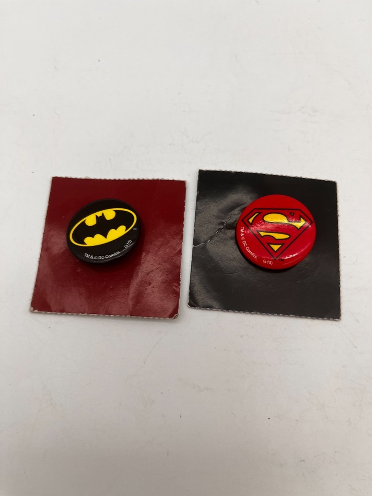 DC Comics Superman & Batman Logo 2 Pinback Buttons Superhero Collection