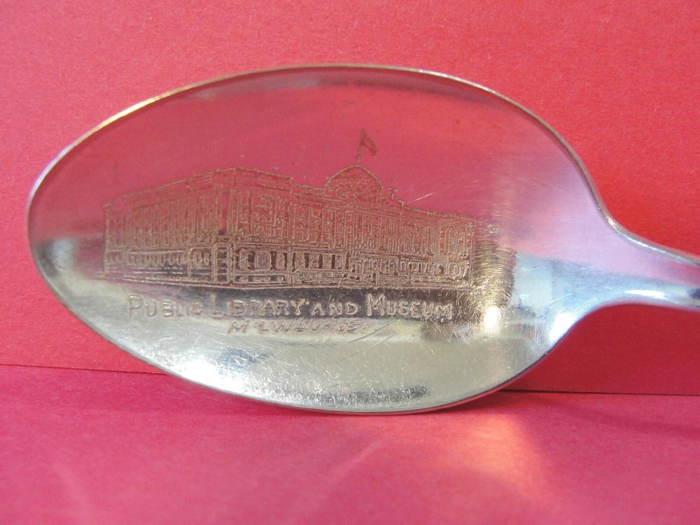 Silverplate Stratford Silver Co Souvenir Library Museum Milwaukee Lilyta Spoon