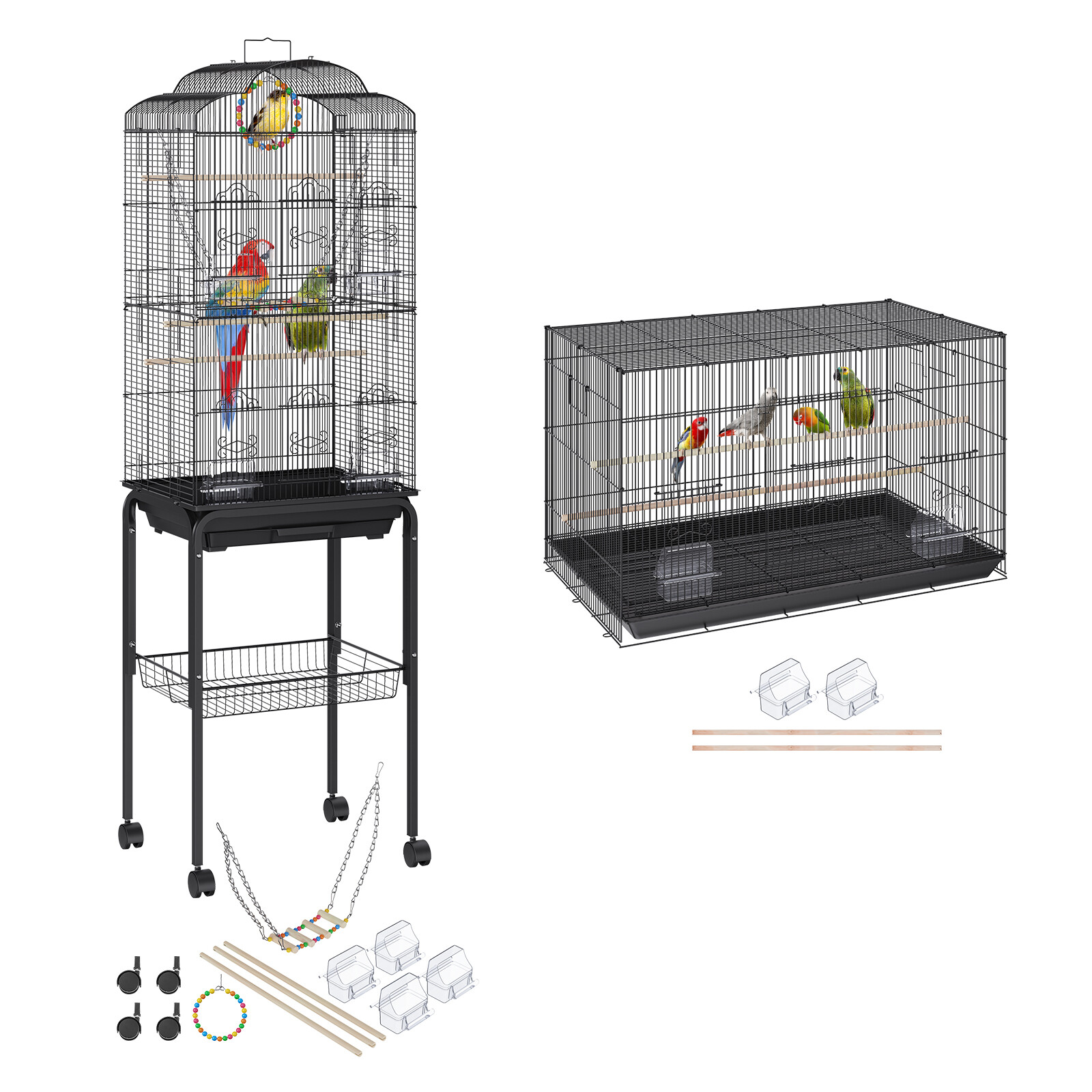 VEVOR 60", 30" Flight Bird Cage Metal Large Parakeet Cages for Cockatiels Parrot