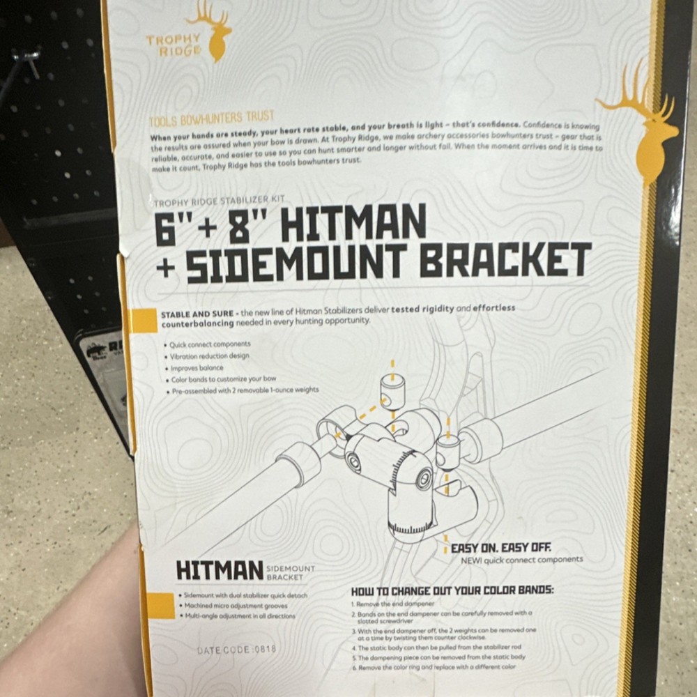 Trophy Ridge Hitman Stabilizer Kit 6" & 8" with Sidemount Bracket, Compound