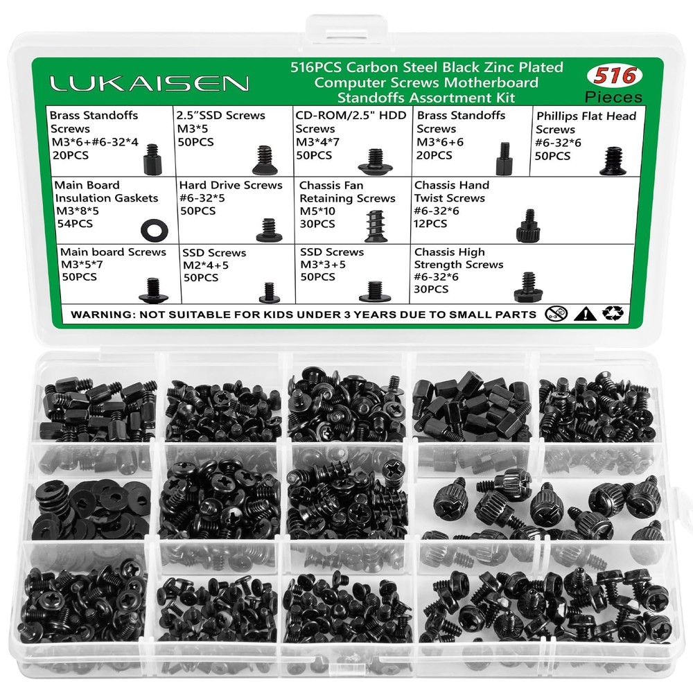 Complete 516PCS Screw Set for Motherboard & PC Assembly - High Quality & Durable