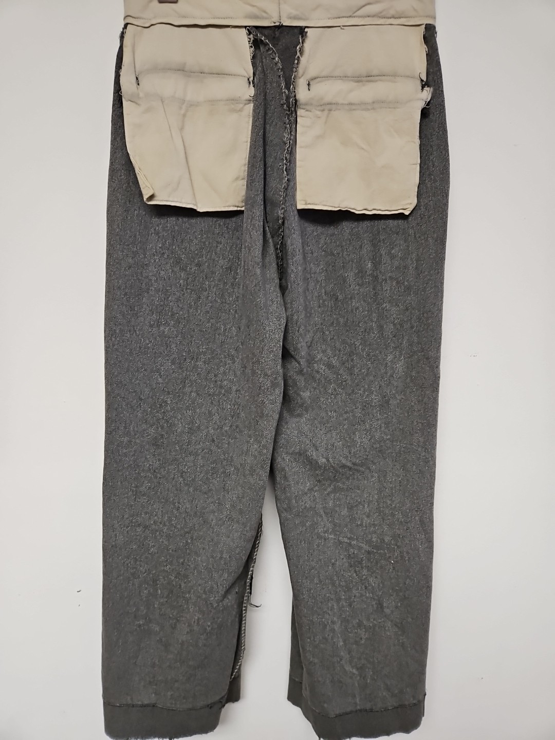 Vtg 40s 50s Sanforized Cotton Trousers Pants Button Fly Distress Repair 29x28