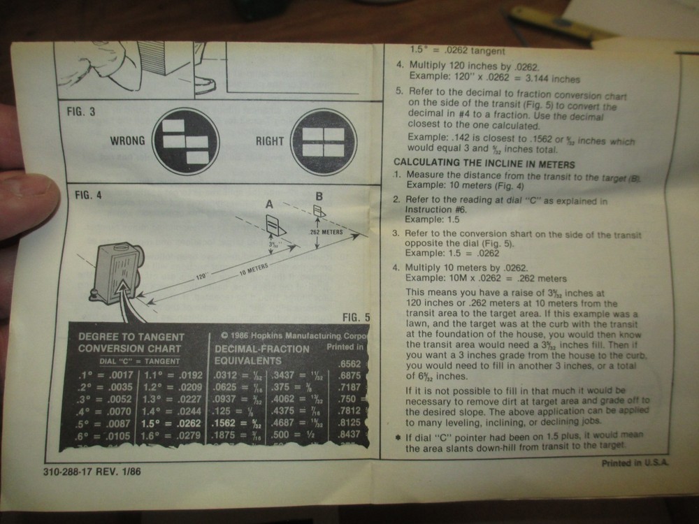 Hopkins Hoppy Split-image Transit Level Model G2 & Instructions