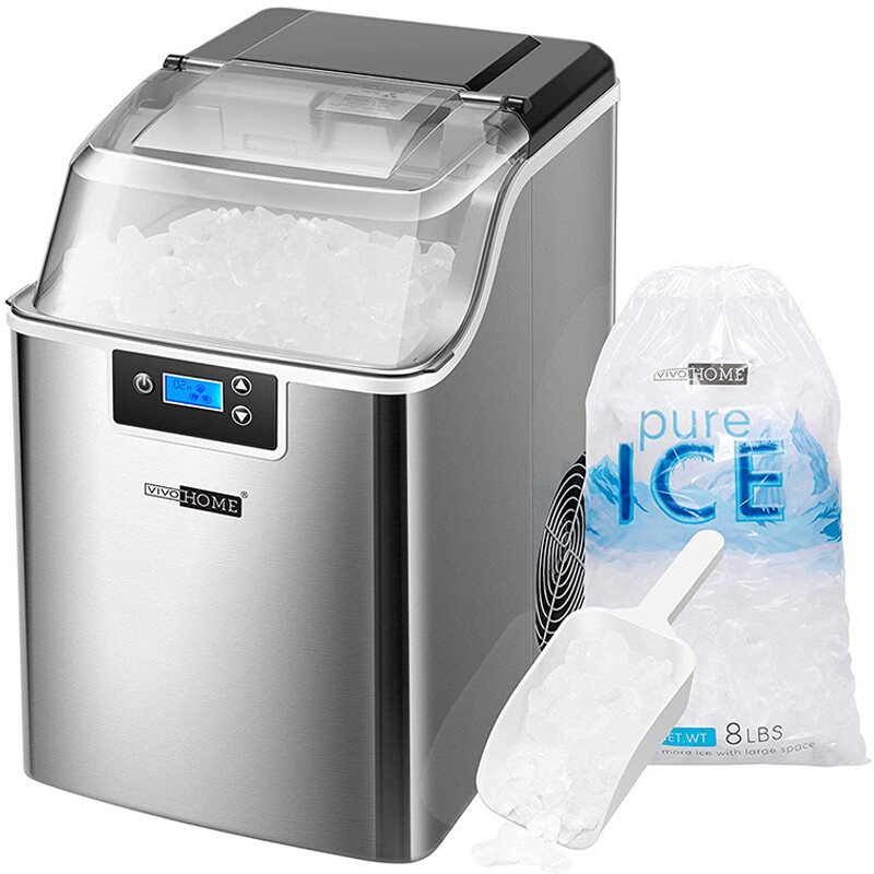44lbs/Day Electric Chewable Nugget Ice Cube Maker Machine Self-Clean Function