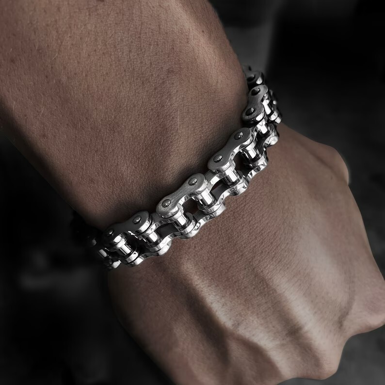 SOLID Stainless Steel Motorcycle Bike Chain Design Bracelet Men's Jewelry Gifts