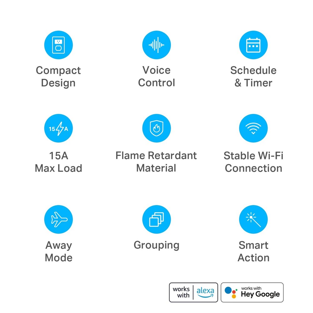 Smart Wi‑Fi Mini Outlet Plugs 2‑Pack App & Voice Control Remote Timing