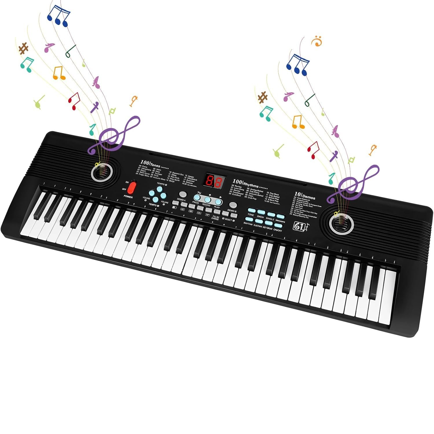 61-Key USB Electronic Digital Piano Keyboard with Stand & Mic
