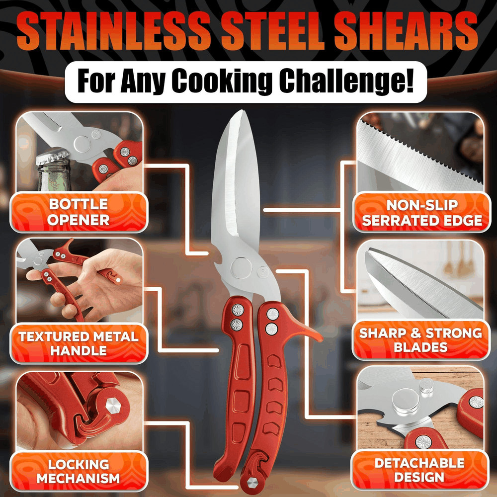 Heavy Duty Poultry Shears – Sharp Chicken Scissors with Non Slip Micro Serrated