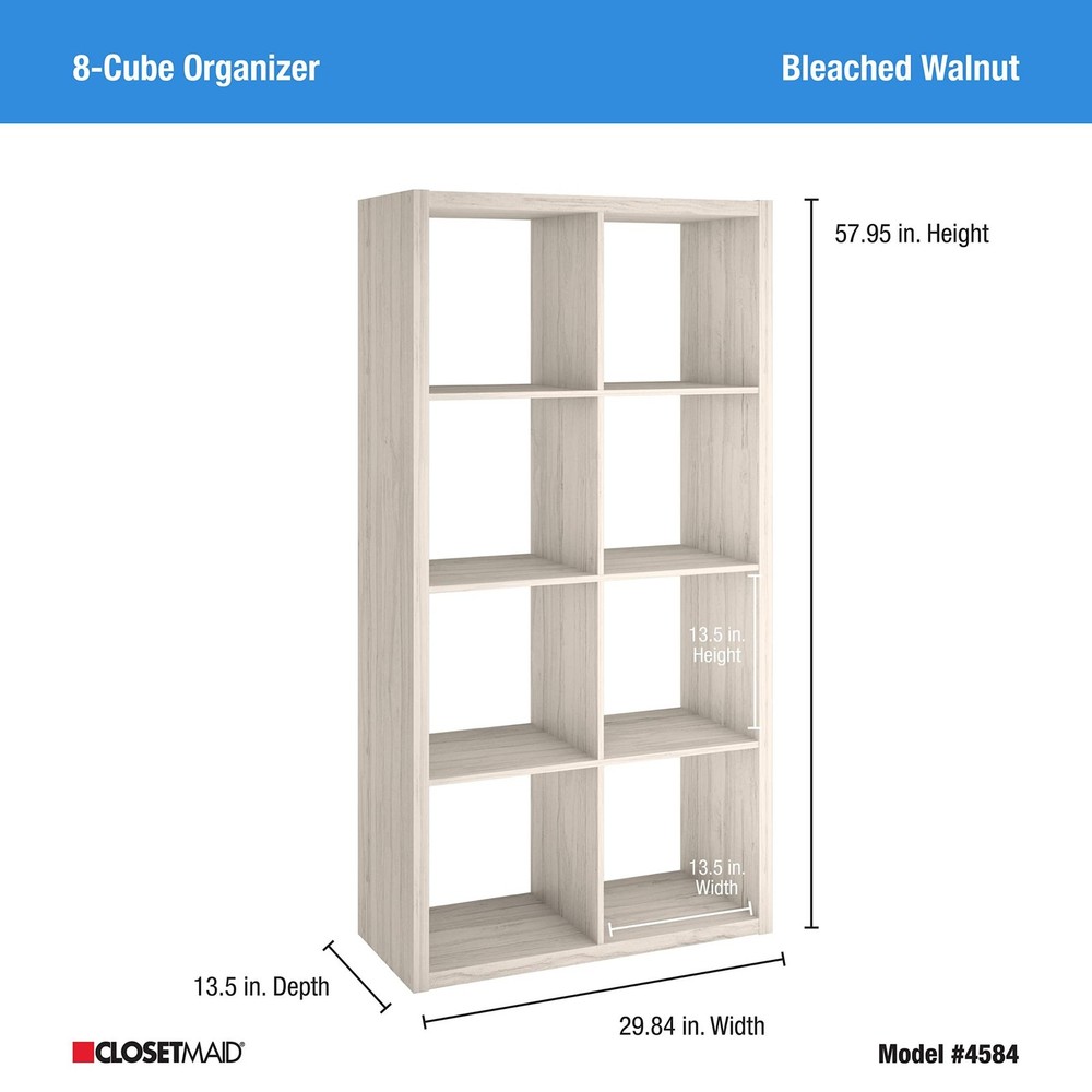 ClosetMaid Decorative Open Back 8-Cube Storage Organizer, Bleached Walnut