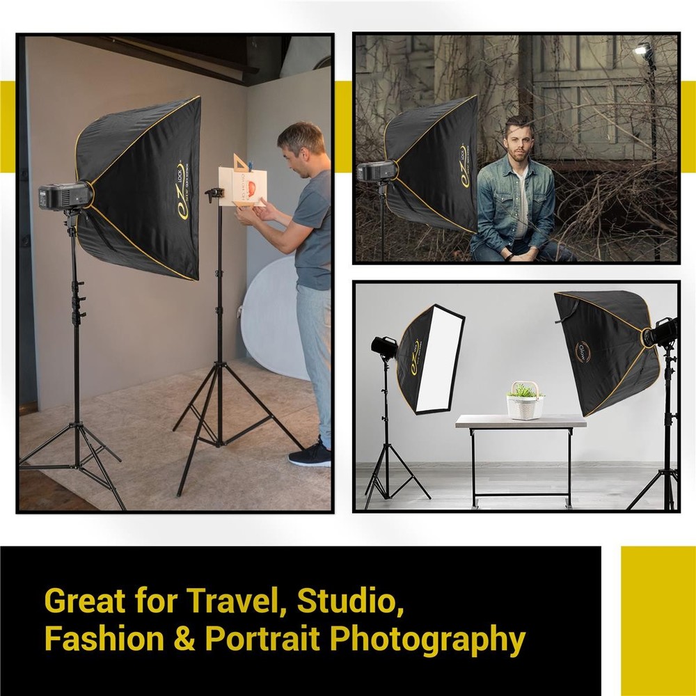 Glow EZ Lock 24x36" Quick Strip Rectangular Bowens Mount Softbox Lighting Kit wi