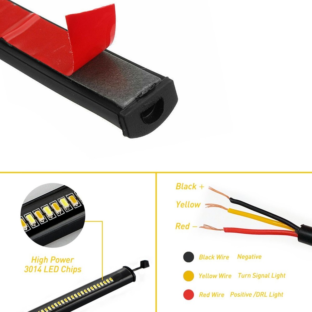 LED Motorcycle Turn Signal Indicator DRL Light White/Amber Switchback universal