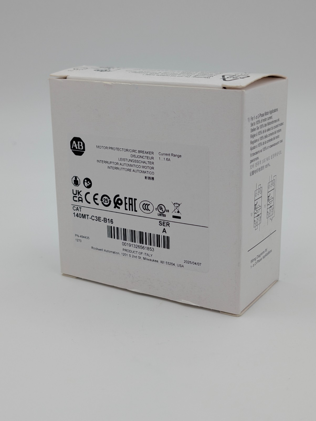 Allen-Bradley 140MT-C3E-B16 Circuit Breaker Standard Magnetic Trip inBox USSTOCK