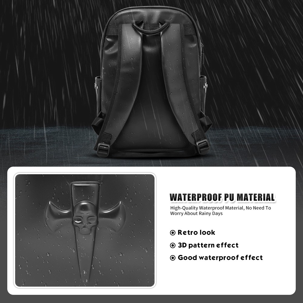 PU leather Multi-Functional Waterproof Motorcycle Backpack Travel Bag