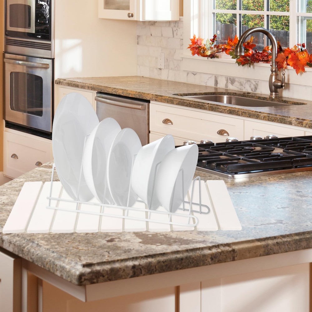 Stone Dish Drying Mat for Kitchen Counter, 23.62"×15.35" Large Foldable Dish ...