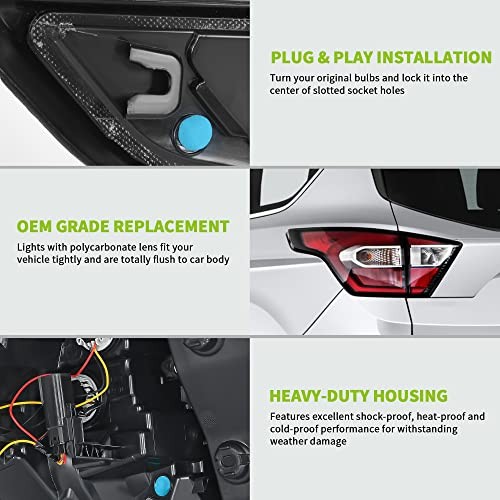 Left Driver Side Tail Light Assembly Compatible with 2017-2019 Driver side